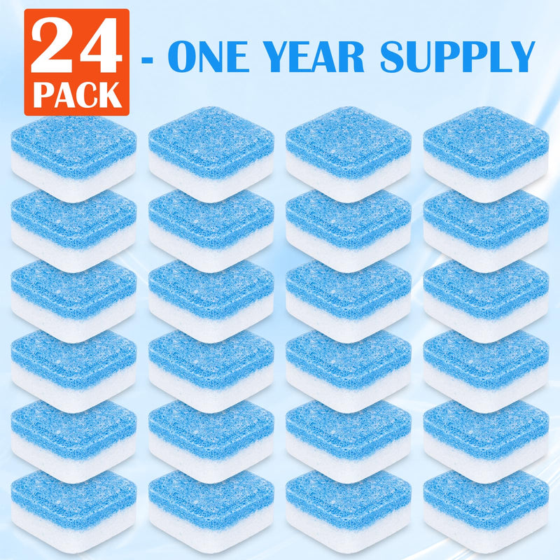 24 Pack Washing Machine Cleaner Tablets，Deep Cleaning for HE Front Loader & Top Load Washer，Clean Inside Drum And Laundry Tub Seal 1 Year Supply - BeesActive Australia