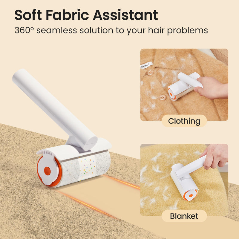 TripleWood Pet Hair Removal Tool and Lint Roller Value Set, Extra Sticky Lint Remover and Reusable Dog Cat Hair Remover for Pet Hair Removal on Furniture, Couch, Carpet, Clothing, Bright White - BeesActive Australia