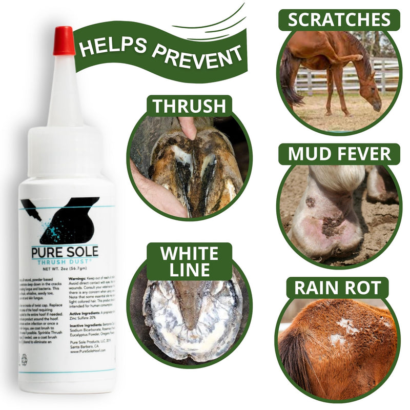 Pure Sole Severe Thrush Treatment for Horses - Hoof Cleanse (16 oz.) and Thrush Dust Powder (2 oz.) Bundle