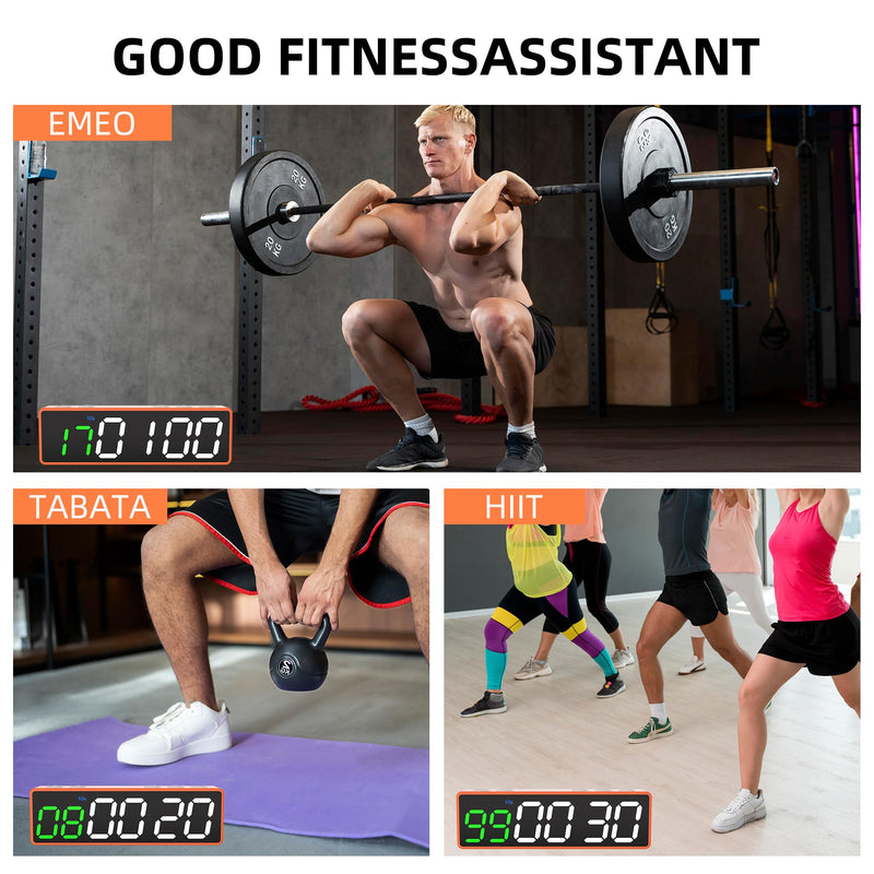 Mini Portable Gym Timer Clock, Large LED Digital Display Screen, Powerful Magnet, Powerful Battery, Count up/Down, Stopwatch, Exercise Interval Timer, Eight Fitness Modes, Suitable for Home and Gym Orange