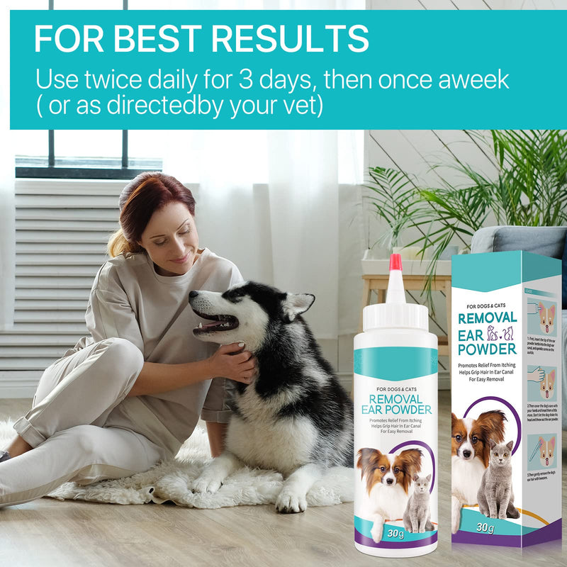 Dog Ear Powder,30g Canker Powder For Dogs Ears,Dog Ear Cleaner, Ear wash for Dogs & Cats,Effectively Removes Debris,Waxy,Buildup and Ear Odor,Soothes Itchy & Inflamed Ears