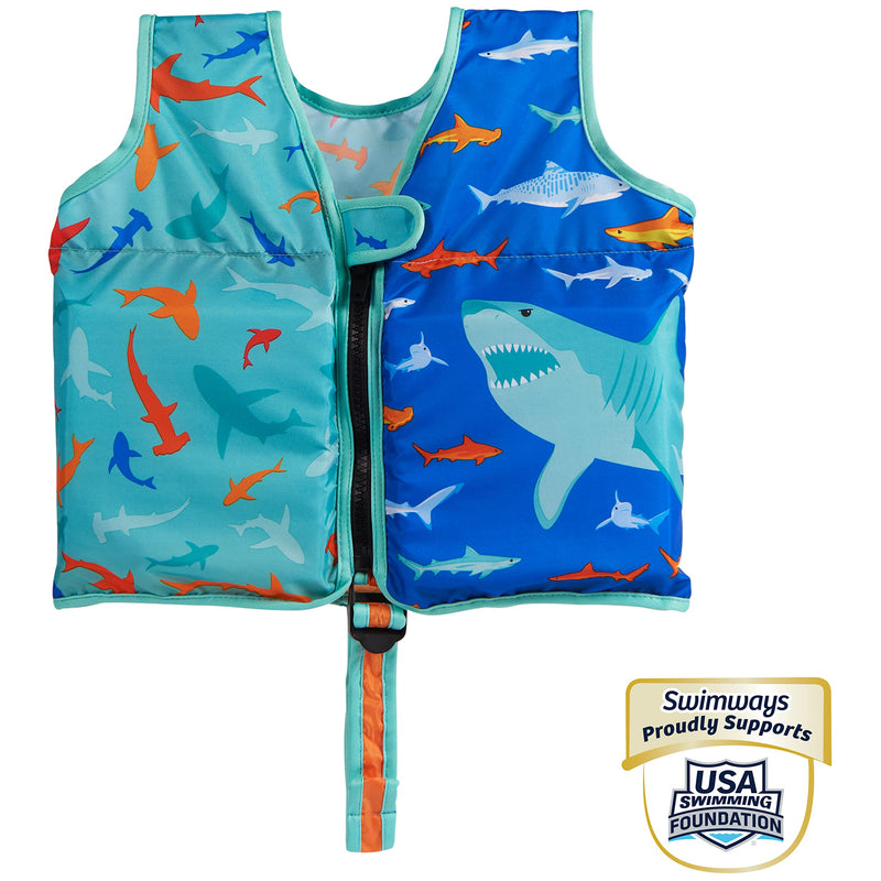 SwimWays Swim Vest, Learn to Swim Personal Flotation Device for Swim Training, Pool Floats & Swimming Pool Accessories for Kids 2-4 Years, Shark - BeesActive Australia