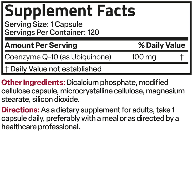 Bronson CoQ10 100 mg (Ubiquinone), High Potency, 120 Vegetarian Capsules | Cellular Energy & Heart Health Support, Powerful Antioxidant, Vegan & Gluten-Free 120 Count (Pack of 1)