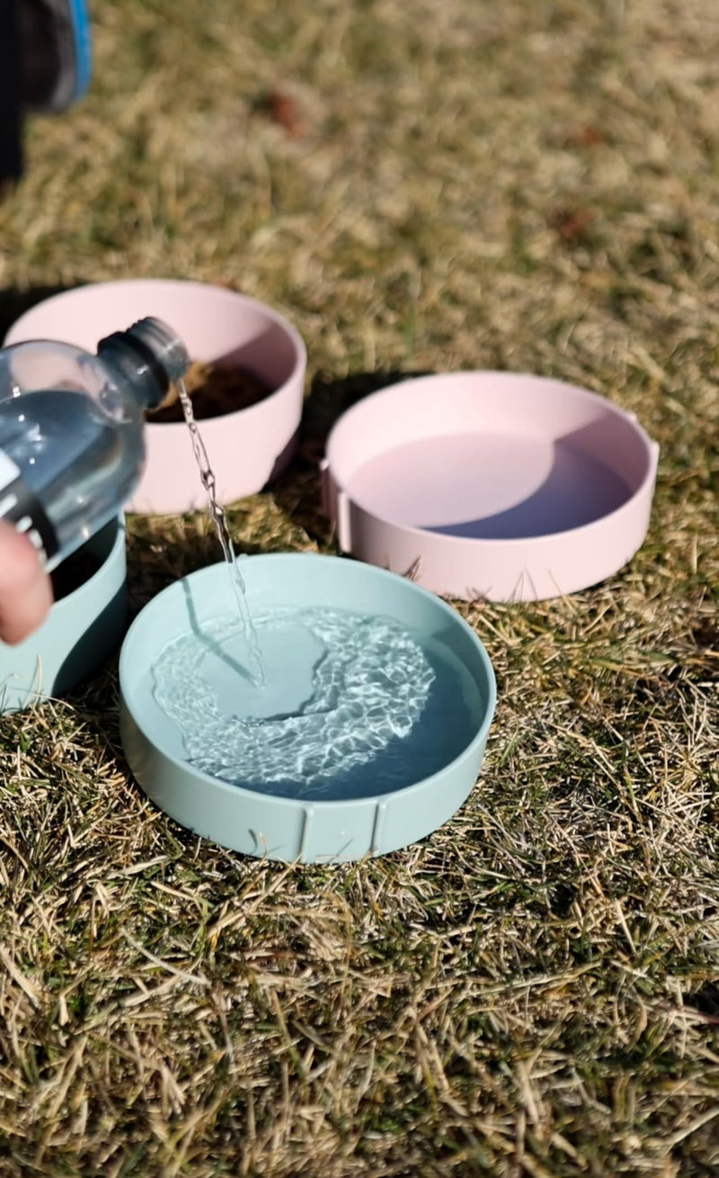 Barkin’ Trails Travel Dog Bowls, Portable Dog Bowls, Outdoor dog water bowl, BPA-Free Dog Food and Water Bowl Set, Food Grade Plastic Dog Travel Bowl, Dog camping essentials, Travel Dog Food Container Standard Icy Blue - BeesActive Australia