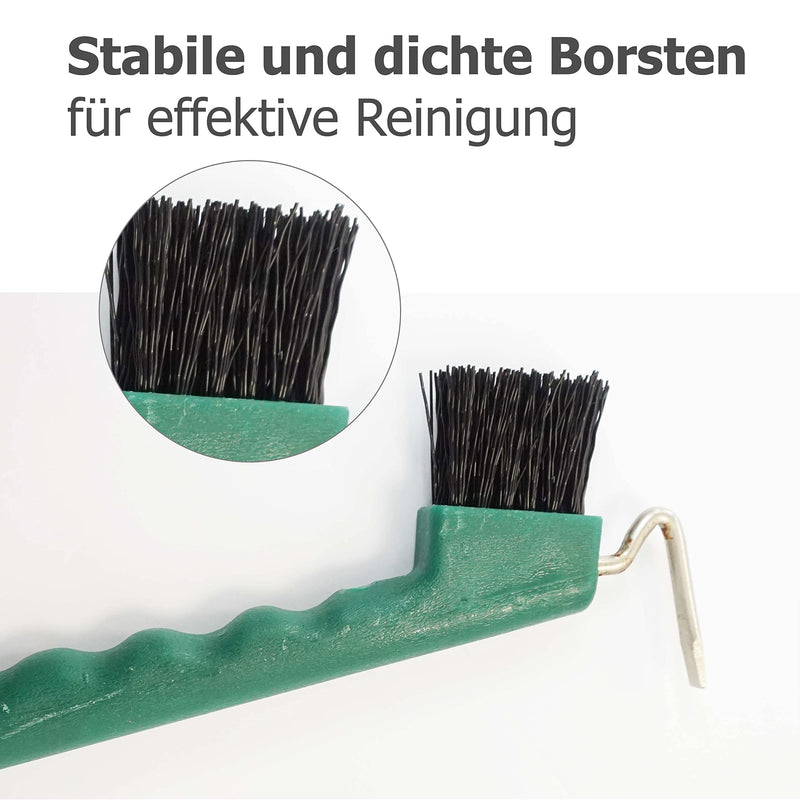 Hoof picker for horses, donkeys, goats hoof with extra sturdy brush and ergonomic handle (2x green) 2x green