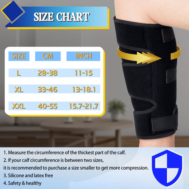 Hiball Adjustable Calf Brace for Men Women, Lower Leg Compression Wrap, Calf Compression Sleeve with Six Nylon Buckle Pressure Strips, Shin Splint & Calf Support for Torn Calf Muscle, Varicose Veins Black (Single) X-Large