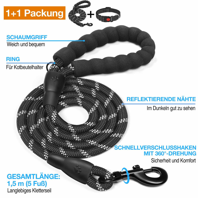 haapaw Reflective Dog Collar Padded with Soft Neoprene Breathable Adjustable Nylon Dog Collars for Small Medium Large Dogs S (Pack of 1) Black - BeesActive Australia