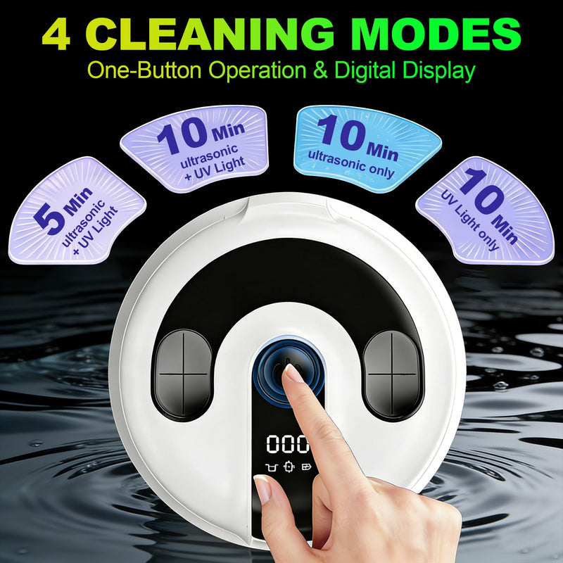 Ultrasonic Retainer Cleaner Machine 48kHz, 200ml Dental Cleaning Pod for Retainers,Aligners,Mouthguards,Toothbrush Heads,Jewelry,Portable Denture Cleaner