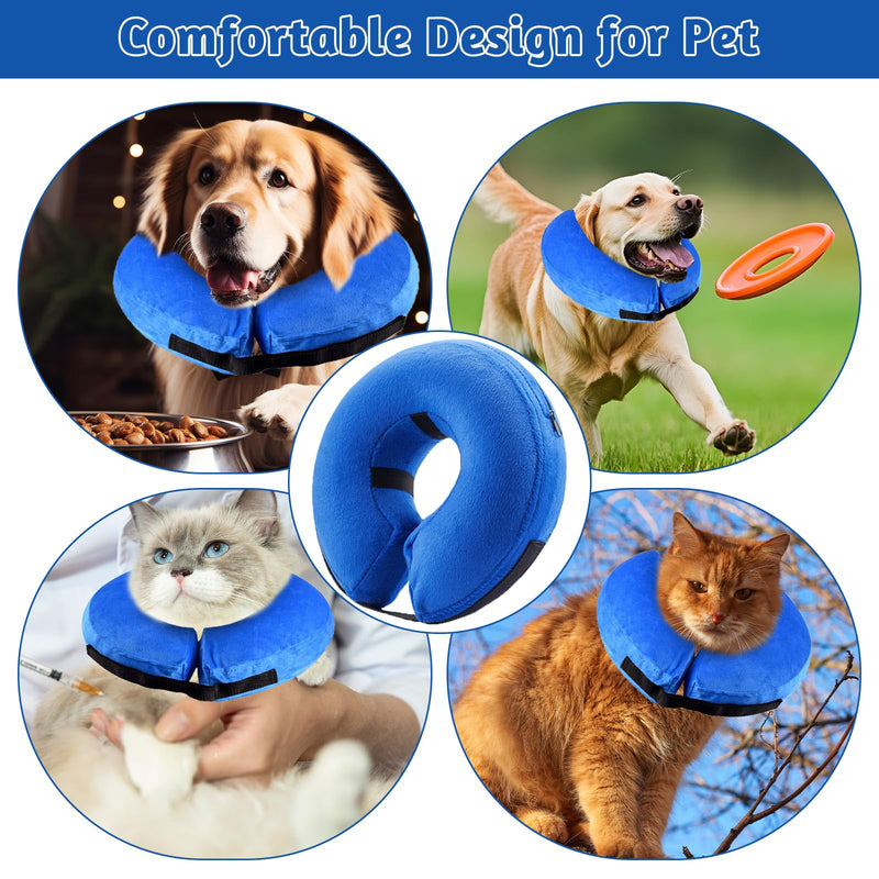 panemy Inflatable Dog Neck Brace & Cat Neck Brace, Dog Neck Brace with Adjustable Velcro Fastener, Dog Neck Brace, Suitable for Operations or Wound Healing, Anti-Biting and Anti-Licking Blue L - BeesActive Australia