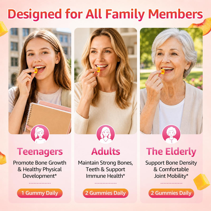 Calcium Gummies 1200mg, Calcium Supplements for Women with Vitamin D3, K2, Magnesium, Zinc High Absorption for Bone Muscle & Immune Support, Sugar Free, Vegan, Peach & Mango Flavor 60 Count (Pack of 1)