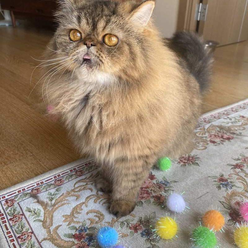 20PCS 1.5INCH Extra Large Cat's Favorite Chase Glitter Ball Toy Sparkle Pom Pom Balls - BeesActive Australia