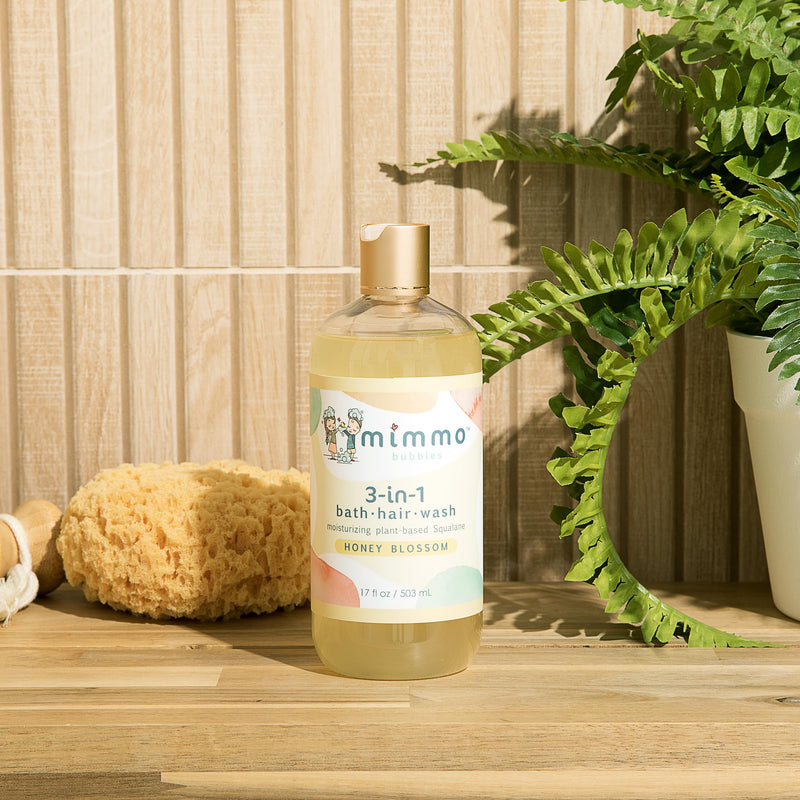 Mimmo Bubbles Moisturizing 3-in-1 Bubble Bath, Shampoo & Body Wash with Organic Aloe & Shea Butter, plus Plant-Based Squalane - Gentle for All Ages with Sensitive Skin - Vegan & Hypoallergenic 17 oz - BeesActive Australia