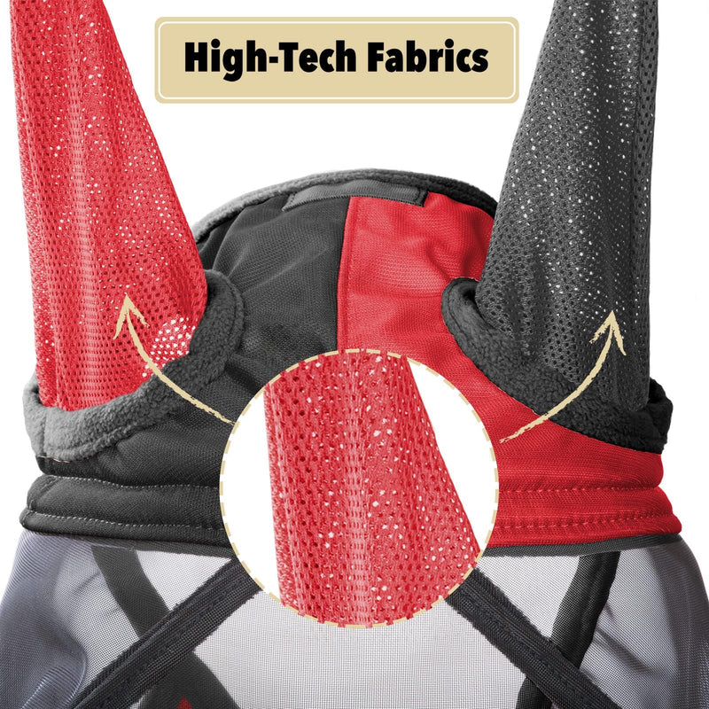 Harrison Howard Pro Luminous Horse Fly Mask Standard with Ears UV Protection for Horse Scarlet Red/Black Large Full Size Full (Large) - BeesActive Australia