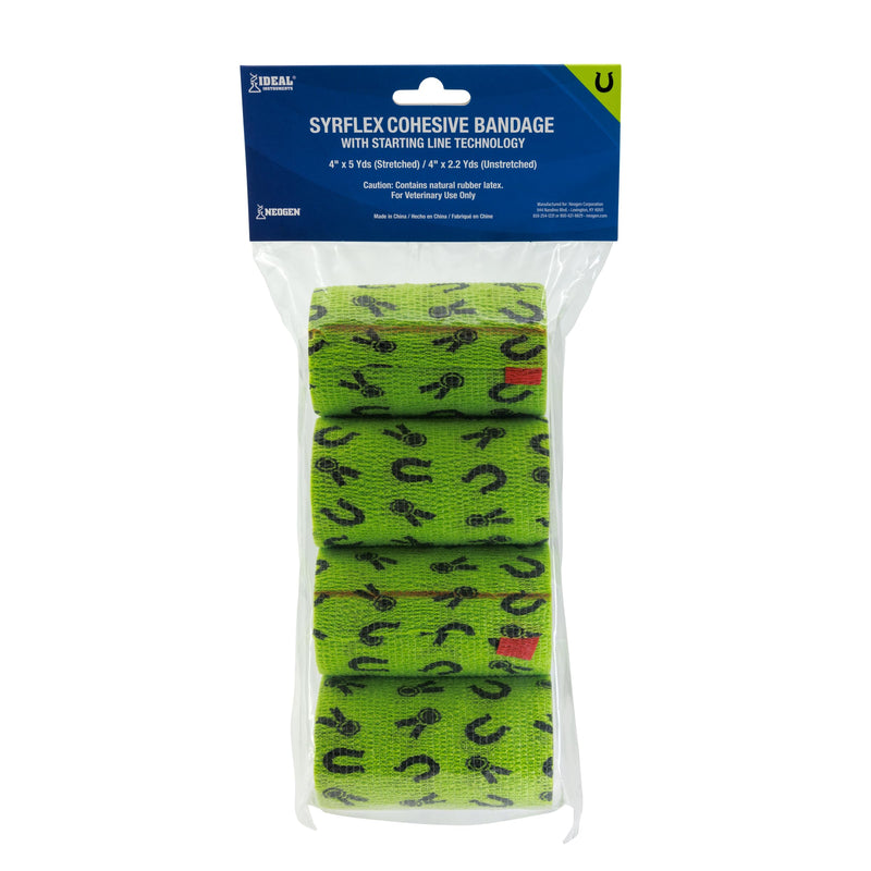 Syrflex Cohesive Bandage 4” Green Horse Shoes and Ribbons 4pk - BeesActive Australia