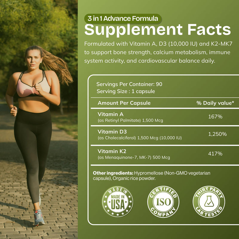 Daily Vites, ADK 10 Vitamin Supplement – 180 Capsules – High Potency Vitamin A, D3 10,000 IU & K2-MK7 – Physician Formulated for Bone, Heart & Immune Support – Non-GMO, Gluten Free (2 Pack) 90 Count (Pack of 2)