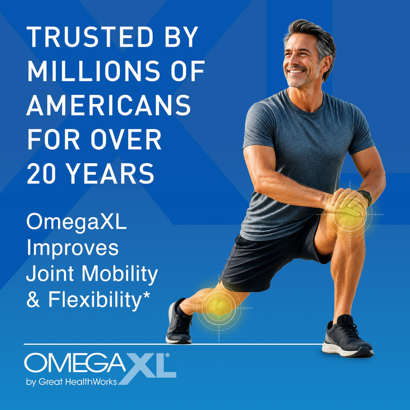 OmegaXL Joint Support Supplement - Natural Muscle Support, Green Lipped Mussel Oil, Soft Gel Pills, Drug-Free, 60 Count + HeartXL 30 Count, High Potency Omega-7 Blend | Natural Joint Support Supplement, Non-GMO, Drug Free, 60 Soft Gels & HeartXL, Conce...