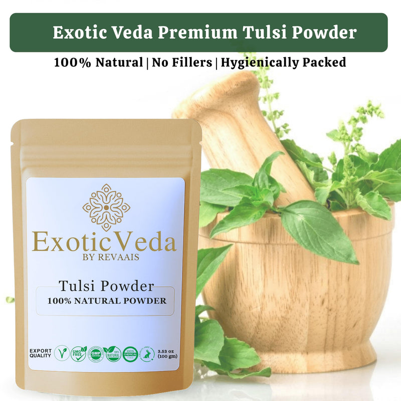 Tulsi Powder (Holy Basil) 100g (3.53oz) | 100% Pure & Natural | Non-GMO, Vegan, Gluten-Free | No Preservatives | Perfect for Teas, Smoothies, Juices, Cooking, Hair Masks & Skin Care - BeesActive Australia
