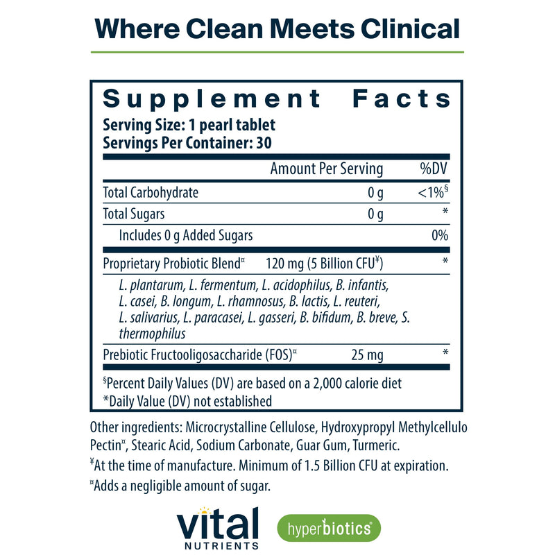 Hyperbiotics Vital Nutrients Pro-15 Prebiotics + Probiotics for Women and Men | 15 Science Backed Strains | Supports Occasional Constipation, Diarrhea, Gas & Bloating | 30 Vegan Time Release Pearls 30 Count (Pack of 1)