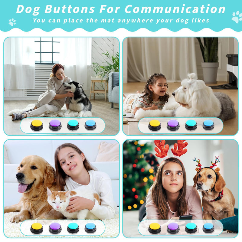 Pet Talking Starter Set with Stickers-4 Piece Recordable Dog Talking Button Set - Cat & Dog Buttons for Communication - BeesActive Australia