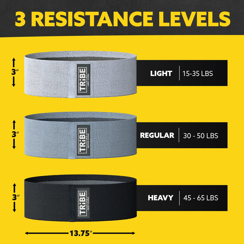 Tribe Lifting Fabric Resistance Bands for Legs - Workout Bands Resistance Bands for Men and Women - Booty Bands for Working Out - Exercise Bands Resistance Bands Set - Elastic Bands for Exercise Grey - BeesActive Australia