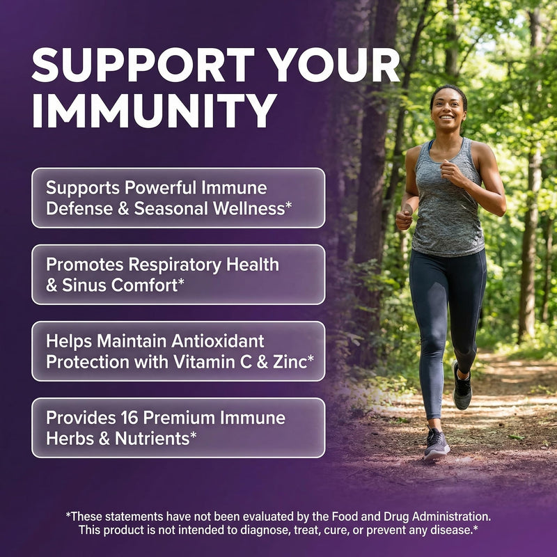 Organic Immune Support with PAU D'Arco Garlic Cayenne Pepper Oregano Ginger Grapefruit Onion Black Seed Sea Moss Black Pepper Zinc Eucalyptus Vitamin C Vitamin D Organic Soursop By Clean Nutra 1
