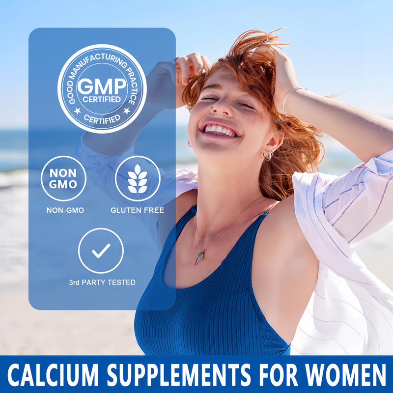 Calcium Supplements for Women - Calcium 1200 mg with Vitamin D3 & K2 - High Absorption Extra Strength Calcium Citrate for Bone Health, Strength, Density, Muscle, Heart Support - Slow Release, Non-GMO