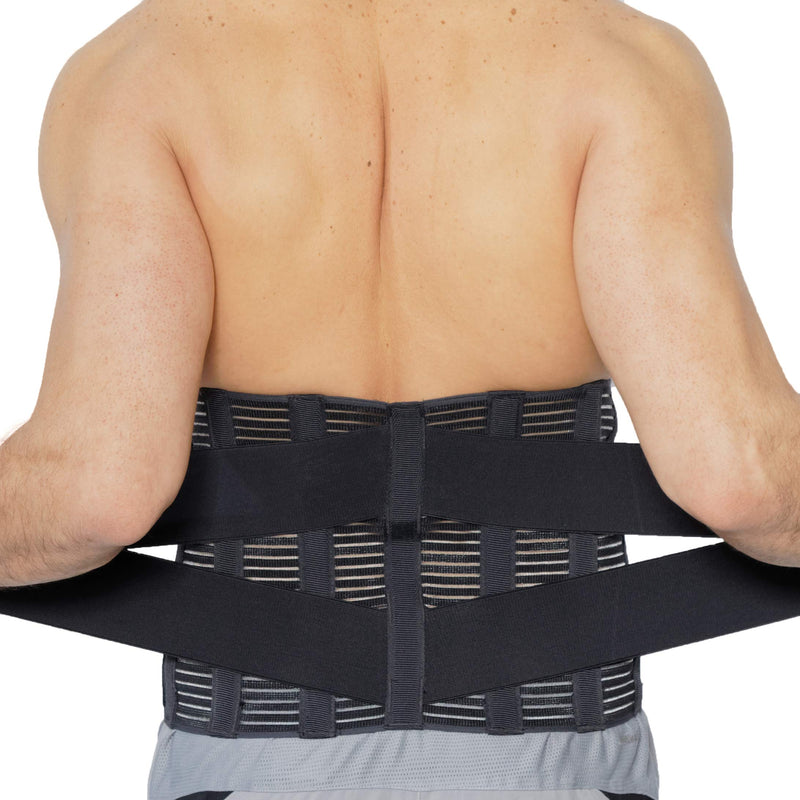 NeoTech Care Adjustable Compression Wide Back Brace Lumbar Support Belt (Charcoal, Size S) Charcoal