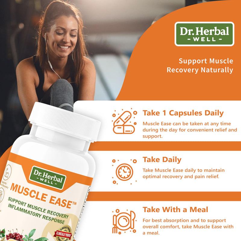 DR.HERBAL WELL Muscle Ease - Joint, Muscle & Nerve Support Fast Acting Relax Comfort Recovery Natural Herbal Supplement - (60 Capsules) MAX-Strength 60 Count (Pack of 1) - BeesActive Australia