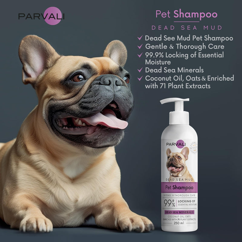 Natural Dead Sea Mud Bath Dog Shampoo (250 ml, 8.45 fl oz). A purifying Anti-Itching Gentle Skin and Coat Care Formula. Minerals Rich, Long-Lasting Perfume, Easy Application. Enjoy! Extra Mud Shampoo - BeesActive Australia