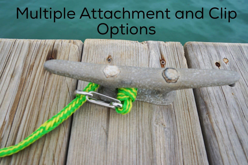 Skog Å Kust Premium PWC Dock Lines | 2-Pack Heavy Duty Braided Ropes, 1/2'' x 7ft & 14ft Lengths, with 316 Stainless Steel Clip Yellow & Green 1/2 inch diameter, 2-Pack: 7 & 14 ft length