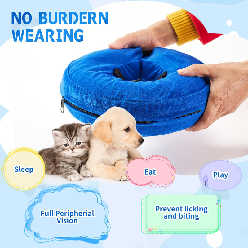 Honprodu Inflatable Dog Neck Brace, Adjustable Protective Collar Dogs, Dog Collar Leak Protection for Recovery After Operations or Wounds, Dog Neck Brace that Does Not Block the View (Blue L) [Neck: 38cm - 50 cm] L Blue - BeesActive Australia