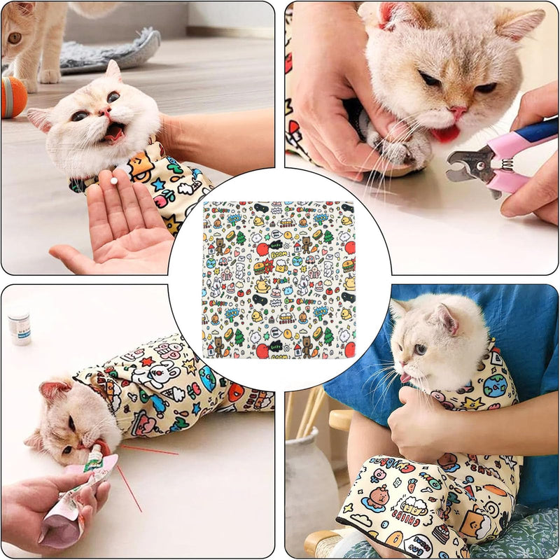 Cat Wrap for Grooming, Cat Restraint Wrap for Cutting Nails and Grooming, Self-Adherent, Anti-Bite, Anti-Scratch, Anti-Escape Calming Wrap, Cat Grooming Supplies - BeesActive Australia