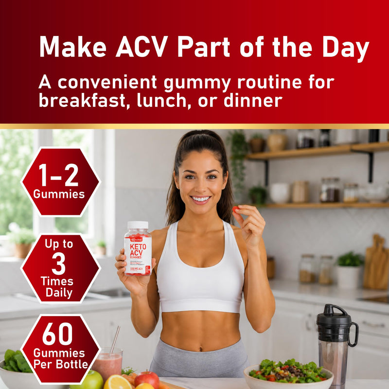 Keto Apple Cider Vinegar ACV Gummies | Weight Loss Belly Fat Support Healthy Digestion Metabolism ACV Supplement with the Mother - Advanced Weight Management 60 Count (Pack of 1)