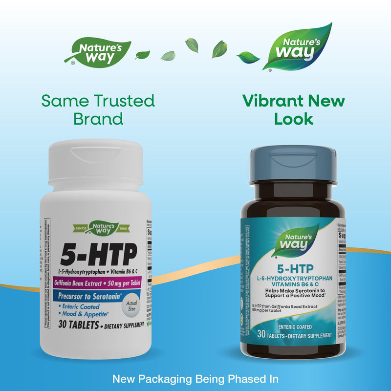 Nature's Way 5-HTP L-5-Hydroxytryptophan Vitamin B6 + Vitamin C + Griffonia Bean Extract 30 Count (Pack of 2)