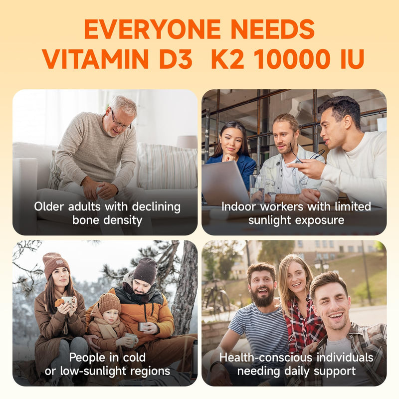 JME Core Vitamin D3 10,000 IU + K2 MK-7 200 mcg Vitamin Supplement D3K2 | with Magnesium Complex | Virgin Coconut Oil | 4-in-1 Vitamins D & K | Extra Strength, Easy to Swallow, Non-GMO, Gluten Free 150 Count (Pack of 1)