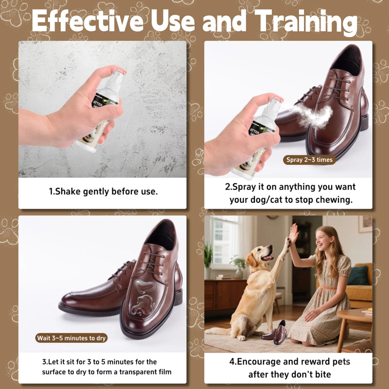 Bitter Apple Spray for Dogs to Stop Chewing, No Chew Spray for Dogs - Deterrent Spray to Protect Furniture, Shoes, Plants & Valuables - Alcohol-Free, Safe for Pets & Humans - 2Pack (2 x 100ml)6.76 oz