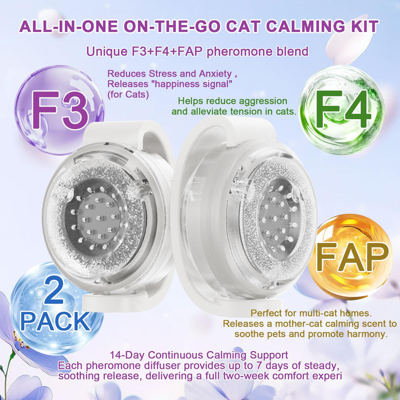 Cat Calming Pheromone Diffuser – Relieves Travel Anxiety & Stress in Cats & Kittens, Long-Lasting Drug-Free Comfort, No Electricity Needed, Easier to Use Than Calming Collars or Sprays