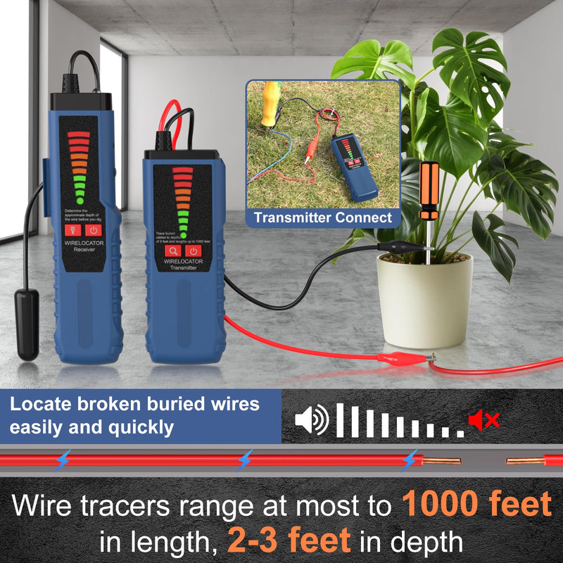 F04 Underground Wire Locator, Cable Locator with Earphone, Buried Wire Detector for Locating Breakage Cables & Wires Dog Fence Cables - BeesActive Australia