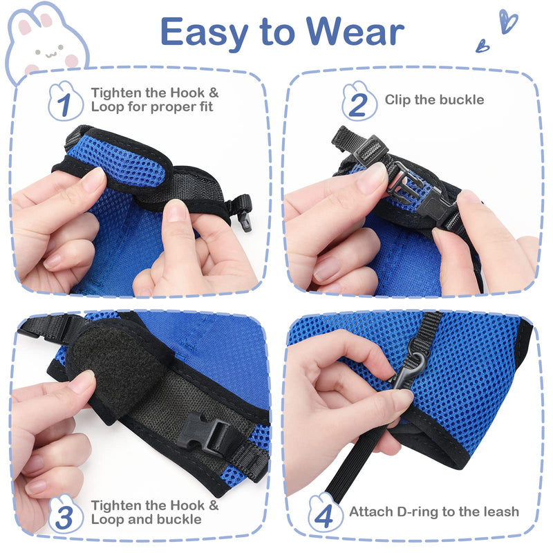 Pettom Bunny Rabbit Harness with Stretchy Leash Cute Adjustable Buckle Breathable Mesh Vest for Kitten Small Pets Walking (L(Chest:10.6-13.3 in), Blue) L(Chest:10.6-13.3 in) - BeesActive Australia