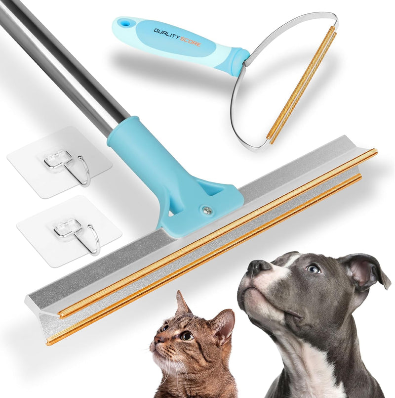 Pet Hair rake Bundle, Retractable Cat & Dog Hair Carpet rake Remover | This pet Hair Broom & Carpet Brush for Carpets Rugs Mats Couch & Pet Tower with 2 Hanging Hooks Easy to Every Hair - BeesActive Australia