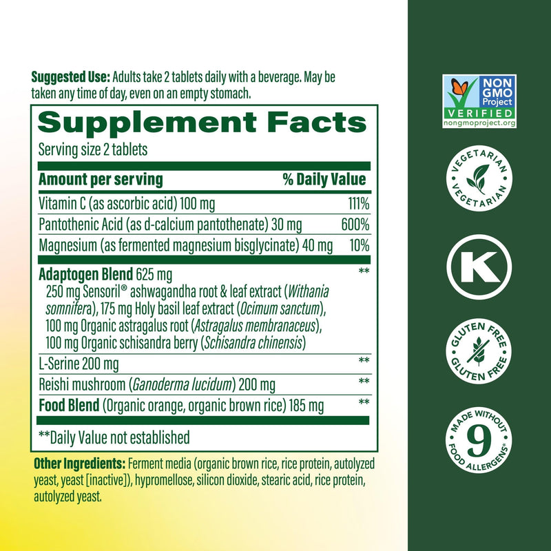 MegaFood Adrenal Strength, Adrenal Support Supplements, 90 Tablets | Reduce Stress and Cortisol Production with Ashwagandha, Magnesium Glycinate, Vitamin C, Holy Basil, Vegetarian, 45 Servings 90 Count (Pack of 1)