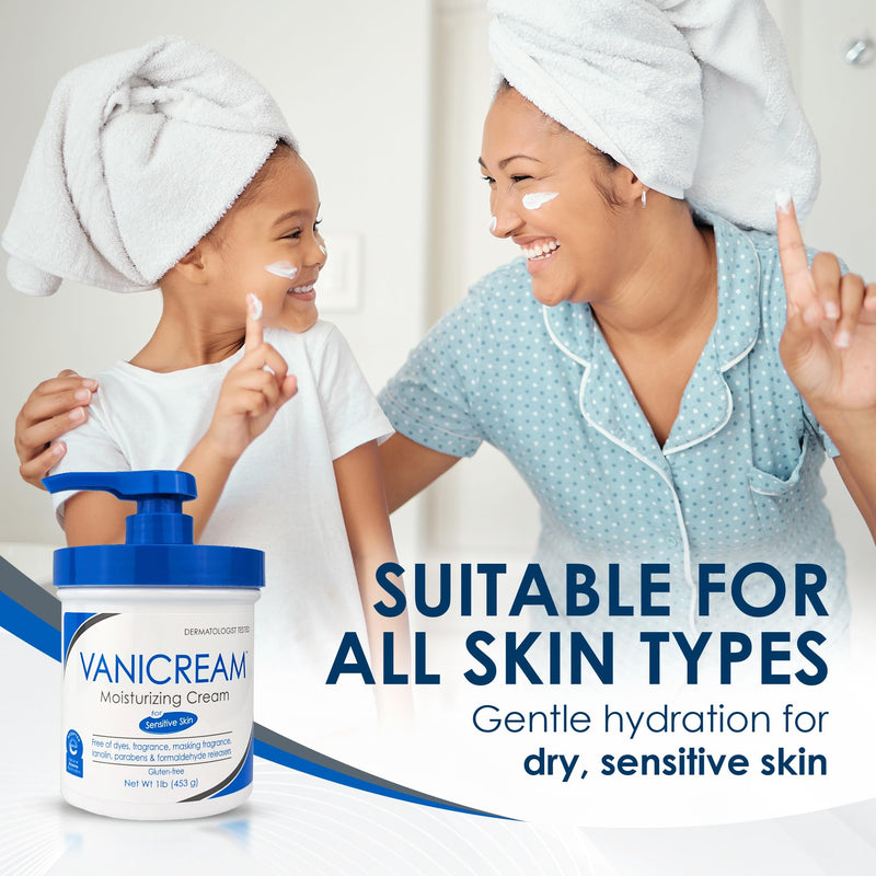 Vanicream Moisturizing Skin Cream with Pump Dispenser - 16 fl oz (1 lb) - Moisturizer Formulated Without Common Irritants for Those with Sensitive Skin 16 Fl Oz (Pack of 1) - BeesActive Australia