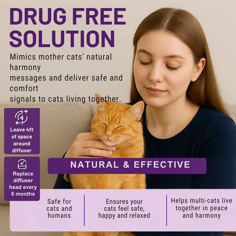 Cat Calming Pheromone Diffuser 4 Pack Cat Calming Diffuser Refills Anxiety Relief Comfort for Cats Reduce Fighting Spraying and Scratching 120 Days Long Lasting Serenity