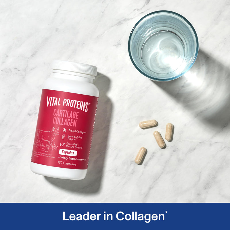 Vital Proteins Cartilage Collagen, Type II, 120 Capsules | Grass-fed Type II Collagen & Chondroitin Sulfate, Supports Joint Health, Hair Skin & Nails, 30 Servings 120 Count (Pack of 1)