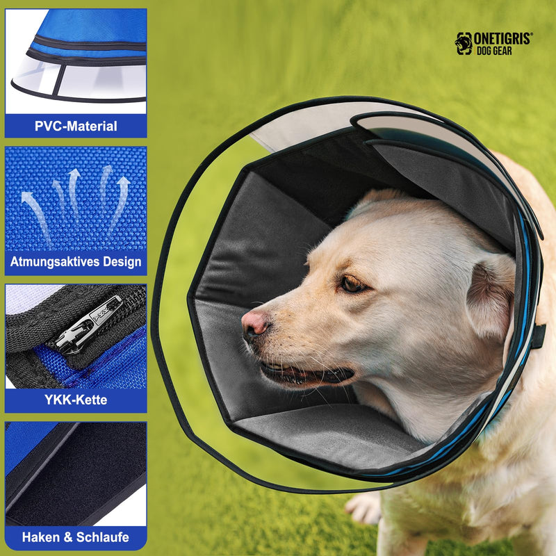 Collar Dog Soft, OneTigris Adjustable Breathable Protective Collar Dog Neck Brace Prevention of Bites and Licks Pet Elizabethan - Blue XXL - BeesActive Australia