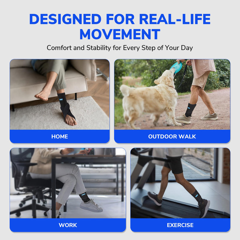 FootLift Pro (LEFT), Wearable Ankle and Foot Support Brace, For Walking Assistance and Foot Stability with Shoes, Socks, Barefoot Foot Support For Unisex And Plantar Fasciitis Relief, Black LEFT - BeesActive Australia