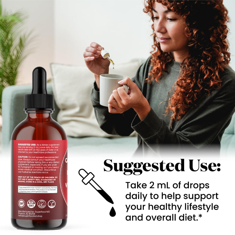 Cayenne Pepper Supplement Liquid Drops + Hawthorn Berry, Vitamin D3 K2 Beet Root Powder, Ceylon Cinnamon, Turmeric Curcumin, Organic Panax Ginseng - 2 OZ 2 Fl Oz (Pack of 1)