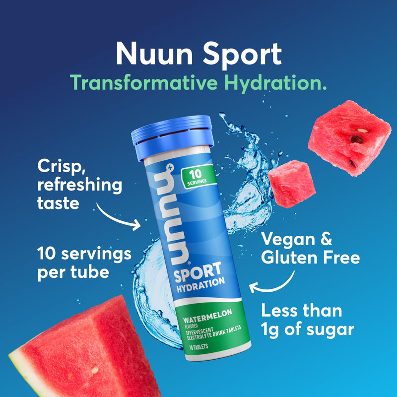 Nuun Sport Electrolyte Tablets, Watermelon Flavor, GF & Vegan, 8 Pack | 80 Servings with Magnesium, Calcium, Potassium, Chloride & Sodium, Gluten Free & Vegan 80 Count (Pack of 1)
