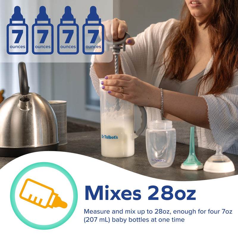 Dr. Talbot's Baby Formula Mixer and Breast Milk Storage Pitcher - Spill-Free, Clump-Free Formula Mixing Bottle - 32 oz - Baby Essential for New Parents Formula Pitcher