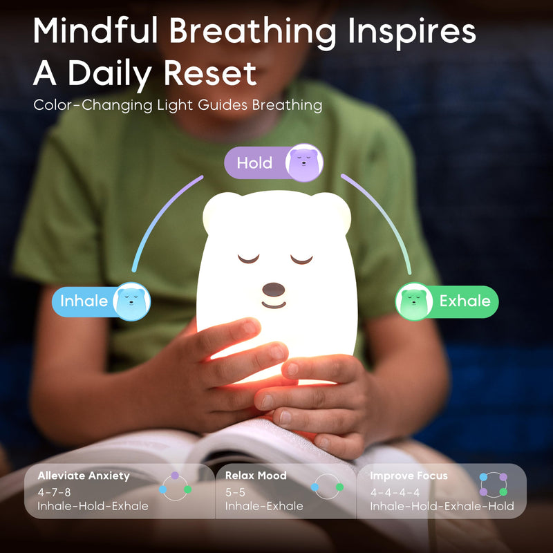 Breathing Pal 'Ted'- Mindfulness Breathing Light, Guided Visual Meditation Breathing Light, Anxiety Relief Items for ADHD/Calm Down Corner/Meditation/Sleep Aid for Adult&Kid Ted (Bear) - BeesActive Australia